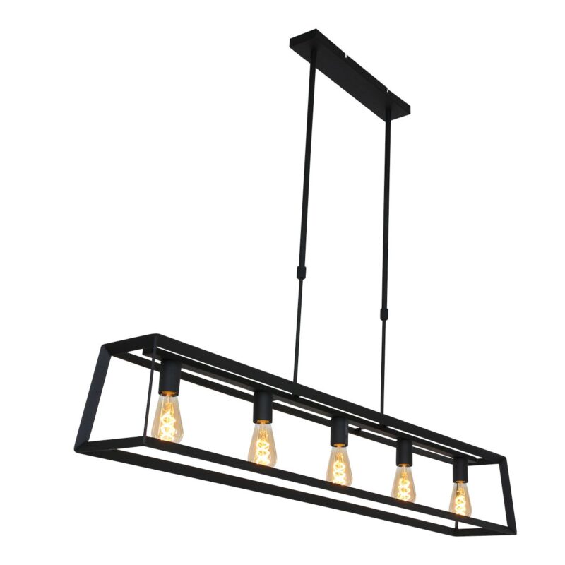 Zwarte hanglamp Buckley 2675ZW met 5 x een E27 fitting - Afbeelding 18
