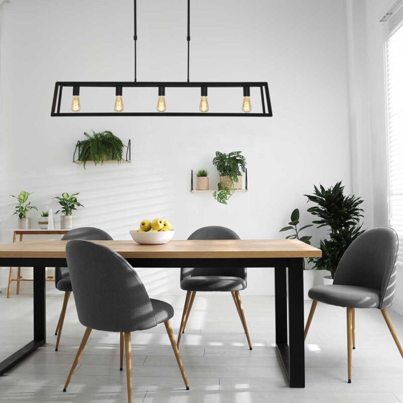 Zwarte hanglamp Buckley 2675ZW met 5 x een E27 fitting - Afbeelding 3