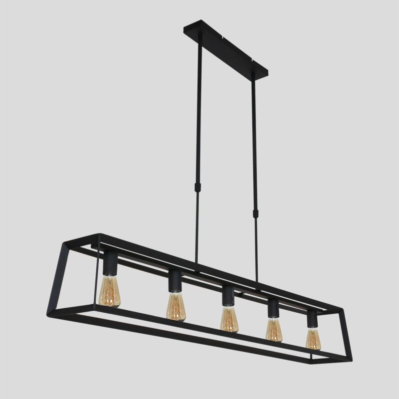 Zwarte hanglamp Buckley 2675ZW met 5 x een E27 fitting - Afbeelding 20