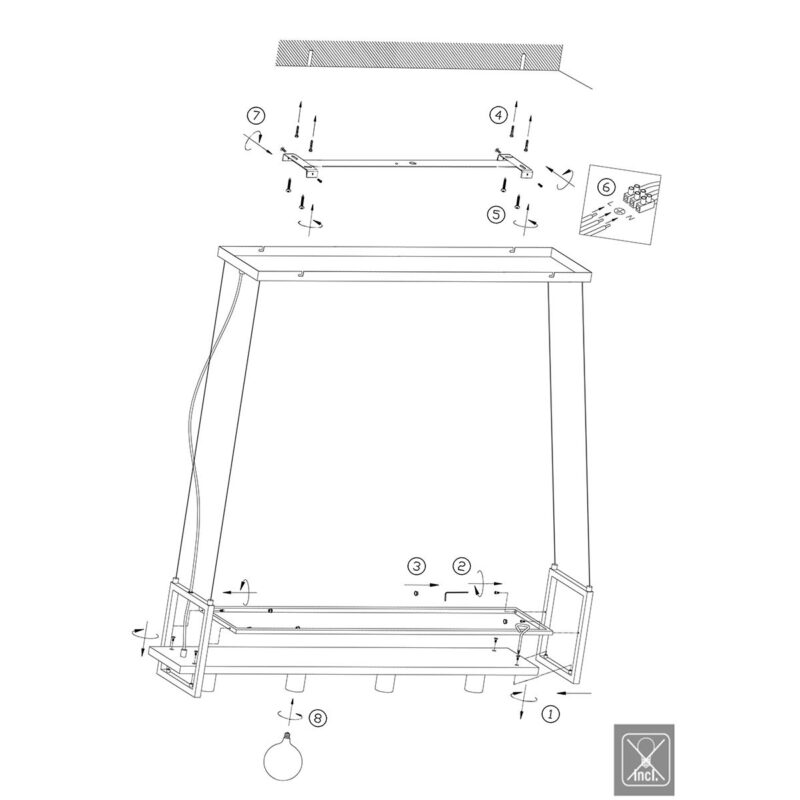 Zwarte hanglamp Buckley  2983ZW met plateau en 4 x een E27 fitting - Afbeelding 9