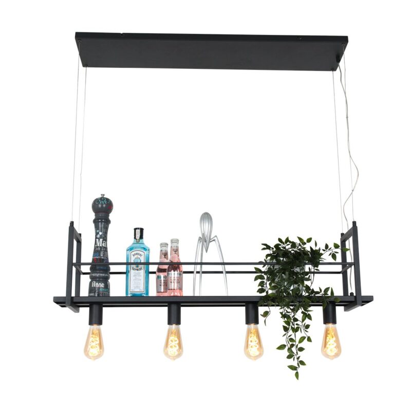 Zwarte hanglamp Buckley  2983ZW met plateau en 4 x een E27 fitting - Afbeelding 15