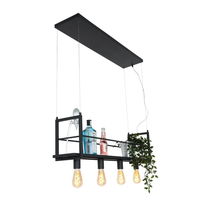 Zwarte hanglamp Buckley  2983ZW met plateau en 4 x een E27 fitting - Afbeelding 16