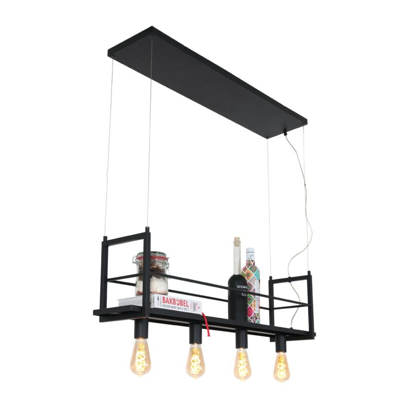 Zwarte hanglamp Buckley  2983ZW met plateau en 4 x een E27 fitting - Afbeelding 17