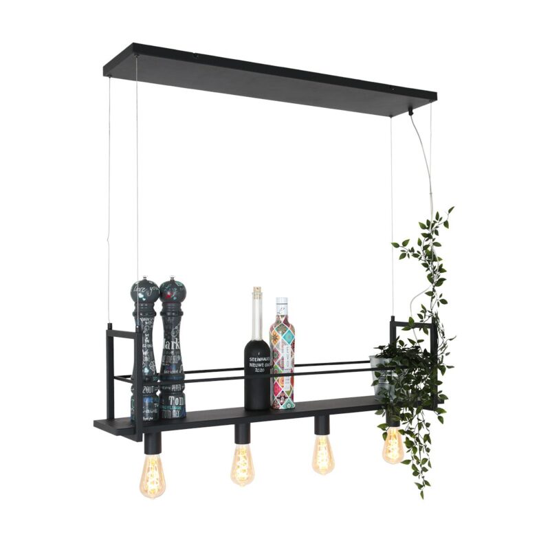 Zwarte hanglamp Buckley  2983ZW met plateau en 4 x een E27 fitting - Afbeelding 18