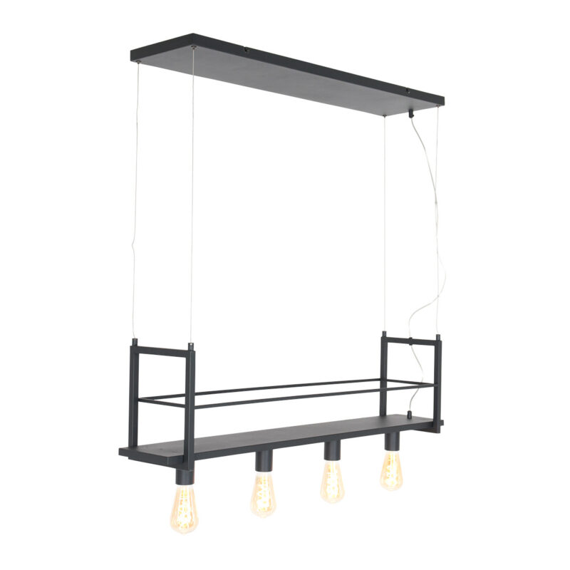 Zwarte hanglamp Buckley  2983ZW met plateau en 4 x een E27 fitting - Afbeelding 4