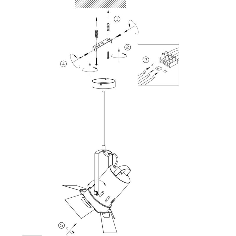 Zwarte hanglamp Carree 3379ZW met grote E27 fitting - Afbeelding 7