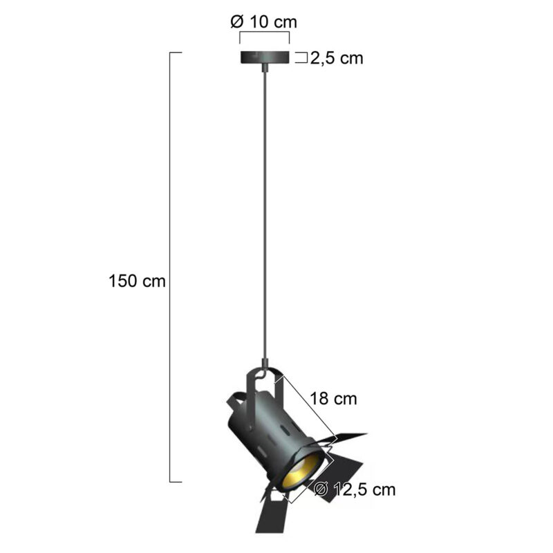 Zwarte hanglamp Carree 3379ZW met grote E27 fitting - Afbeelding 5