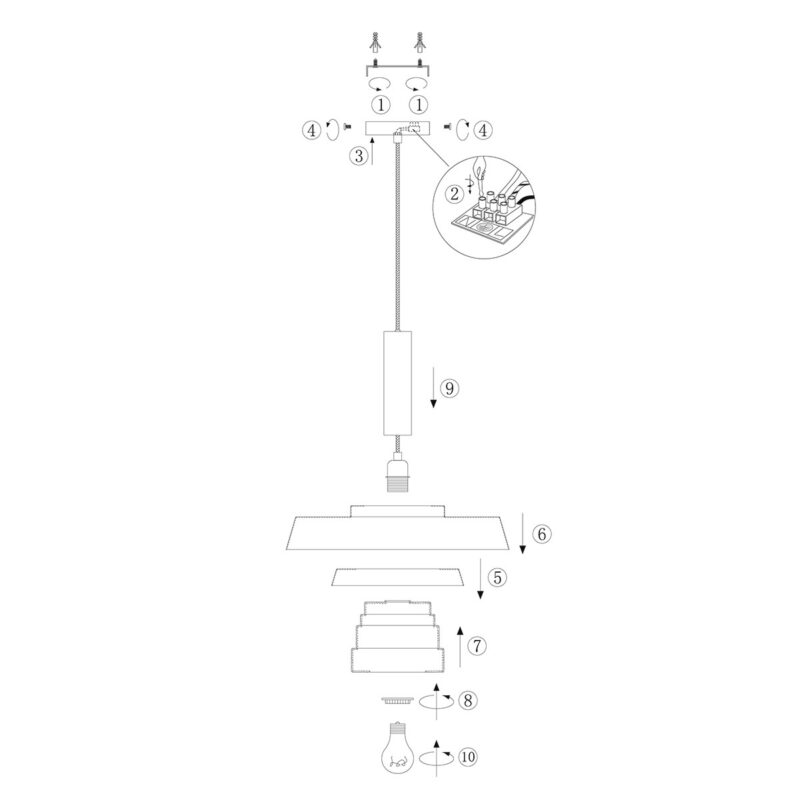 Zwarte hanglamp Flinter 3328ZW met goudkleurige binnenkant en glas - Afbeelding 8