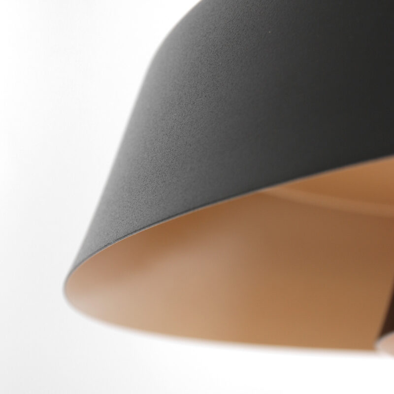 Zwarte hanglamp Flinter 3328ZW met goudkleurige binnenkant en glas - Afbeelding 11