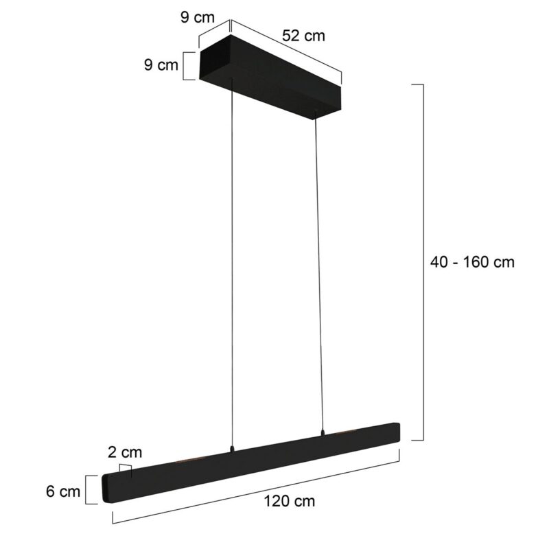 Zwarte hanglamp Fluxy 4189 – In hoogte verstelbaar tot 160 cm, breedte 120 cm - Afbeelding 6
