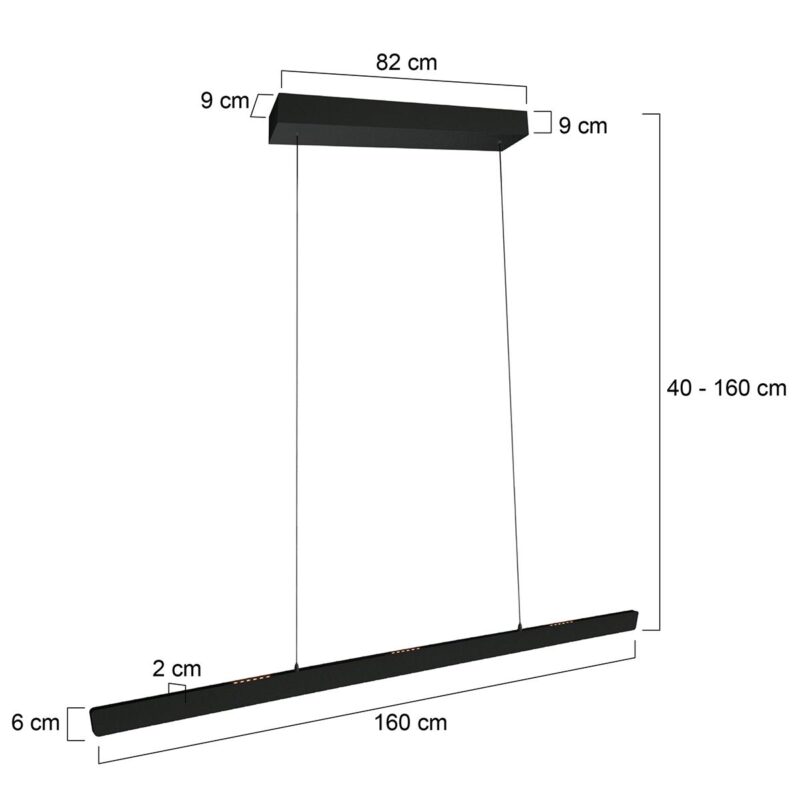 Zwarte hanglamp Fluxy 4190ZW – In hoogte verstelbaar tot 160 cm, breedte 160 cm - Afbeelding 7