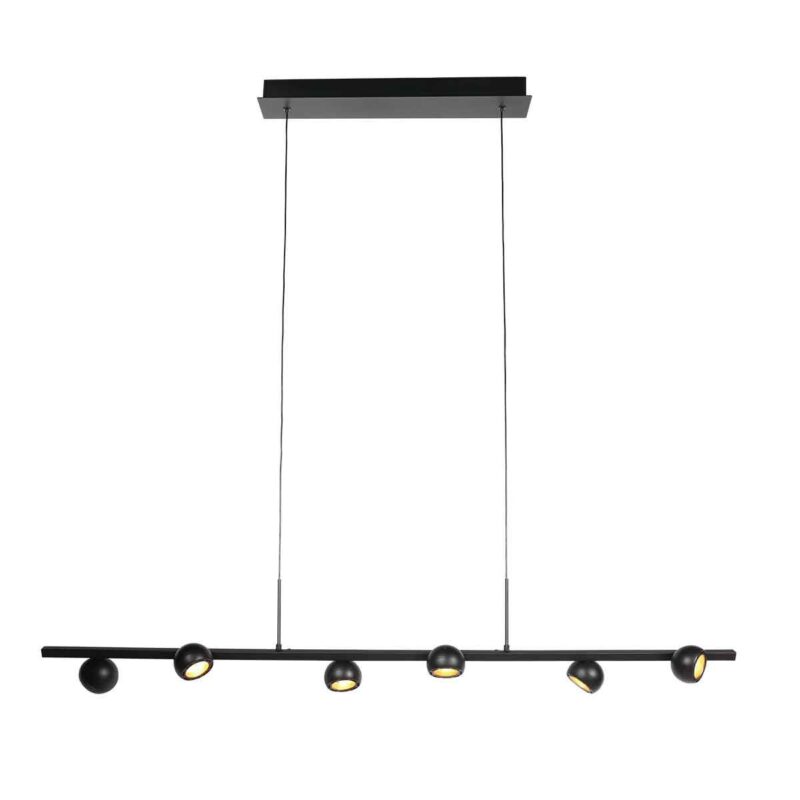 Zwarte hanglamp Marcadore 120cm breed 6 lichts - Afbeelding 2