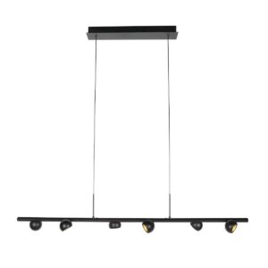 Zwarte hanglamp Marcadore 120cm breed 6 lichts