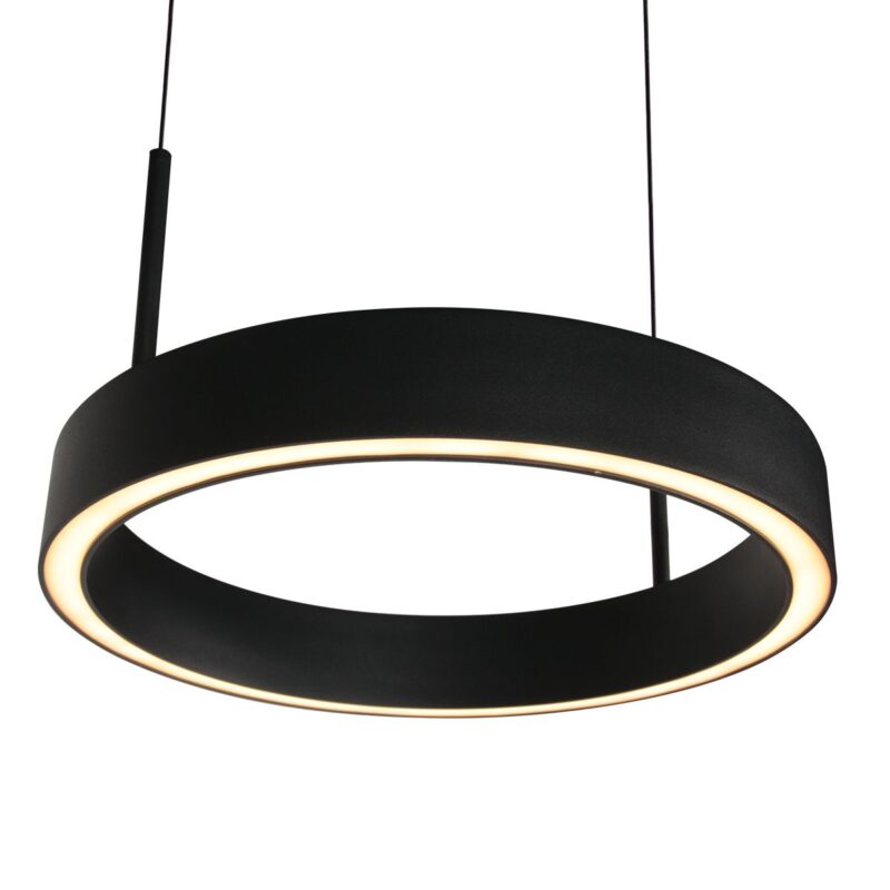 Zwarte hanglamp Mykty 4204 – Twee zwevende cirkels, individueel in hoogte verstelbaar, 6000 lumen, 2700K - Afbeelding 3