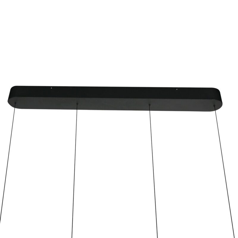 Zwarte hanglamp Mykty 4204 – Twee zwevende cirkels, individueel in hoogte verstelbaar, 6000 lumen, 2700K - Afbeelding 5