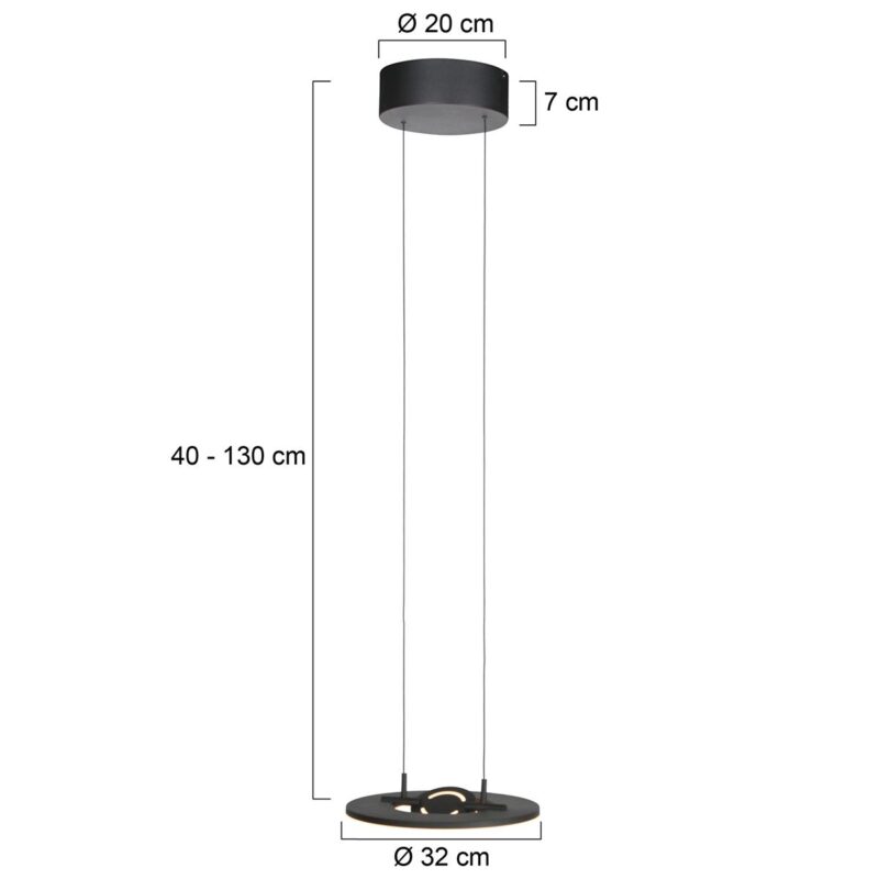 Zwarte hanglamp Soleil 4140ZW met lift systeem - Afbeelding 6