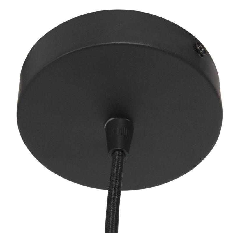 Zwarte hanglamp Sparkled Light 3753ZW met blank met zwart bamboe kap - Afbeelding 11