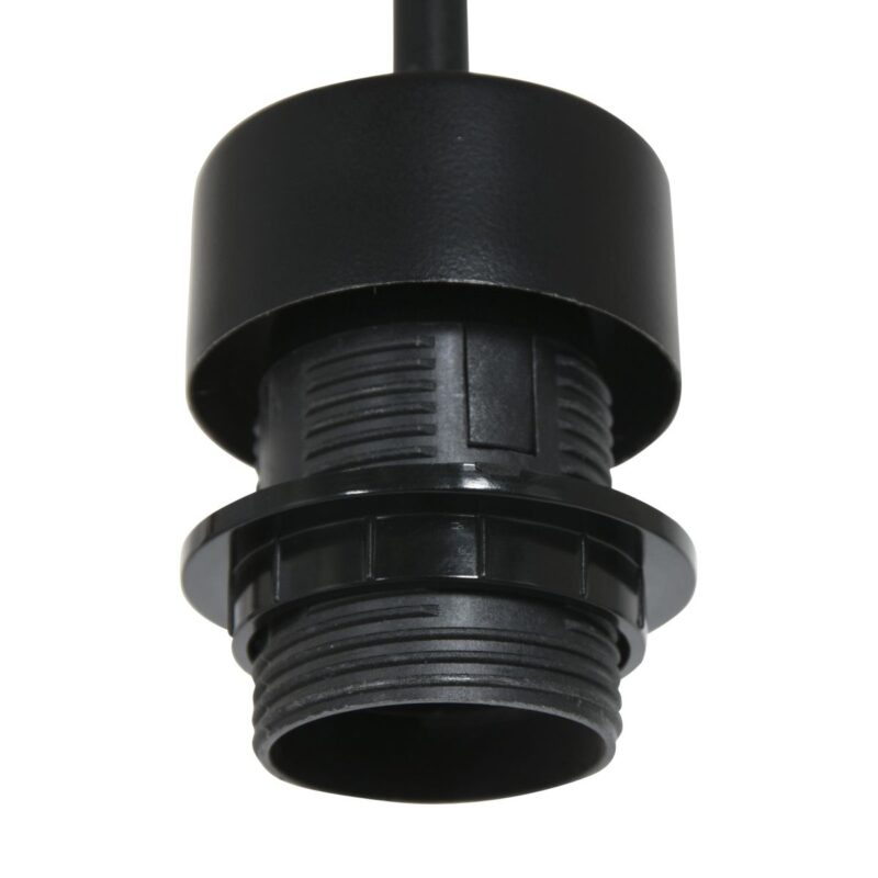 Zwarte hanglamp Sparkled Light 3753ZW met blank met zwart bamboe kap - Afbeelding 5