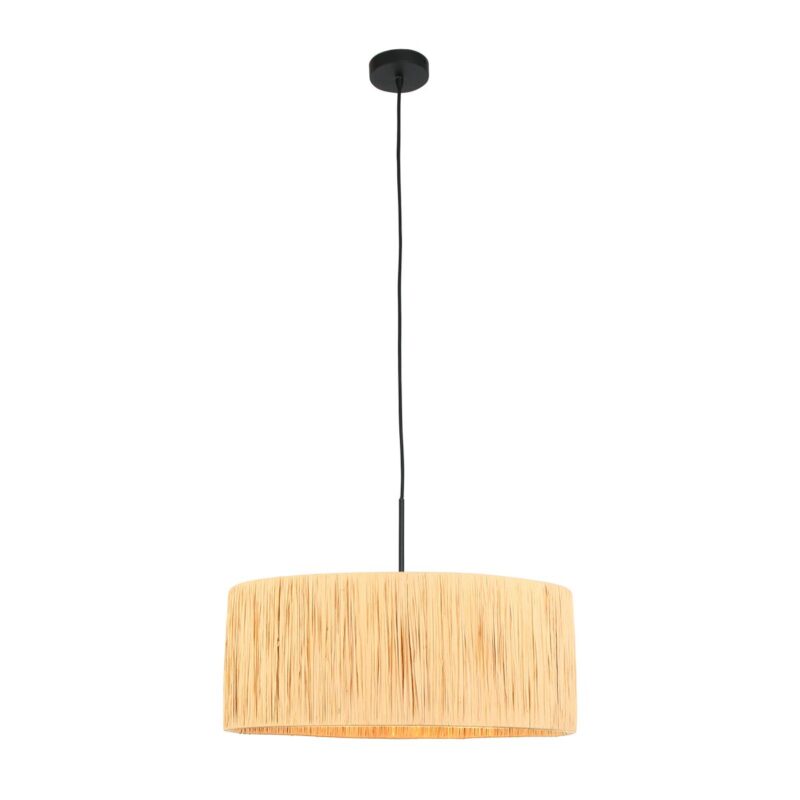 Zwarte hanglamp Sparkled Light 3754ZW met naturel gras kap - Afbeelding 2