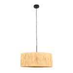 Zwarte hanglamp Sparkled Light 3754ZW met naturel gras kap