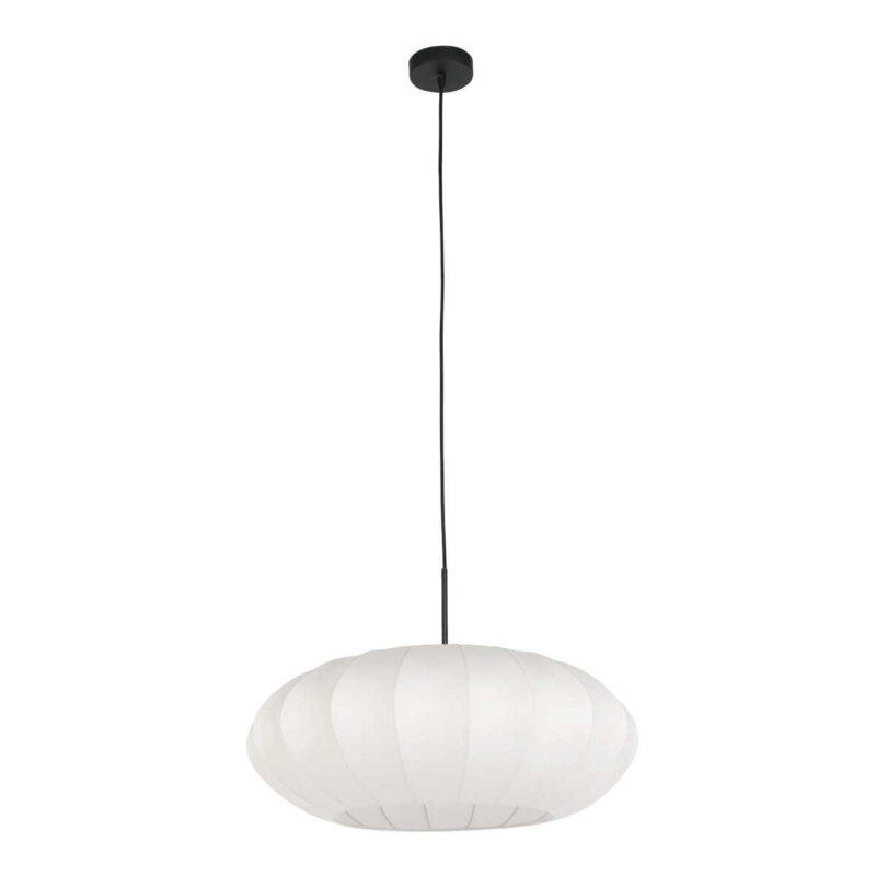 Zwarte hanglamp Sparkled Light 3809ZW met wit zeiden kap - Afbeelding 2