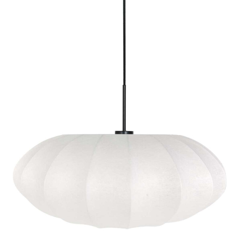 Zwarte hanglamp Sparkled Light 3809ZW met wit zeiden kap - Afbeelding 8