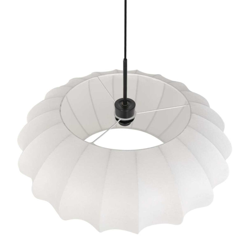 Zwarte hanglamp Sparkled Light 3809ZW met wit zeiden kap - Afbeelding 12