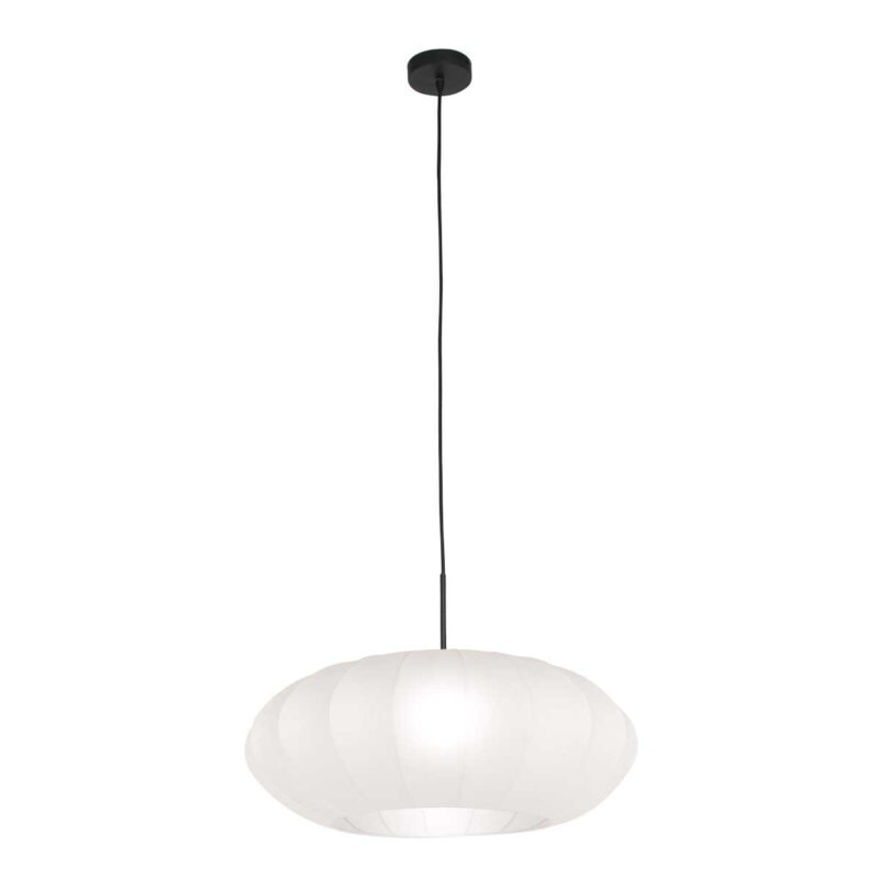 Zwarte hanglamp Sparkled Light 3809ZW met wit zeiden kap - Afbeelding 13
