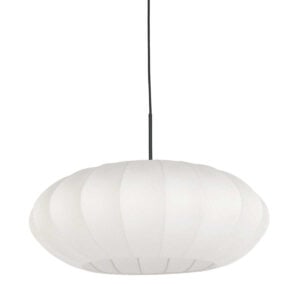 Zwarte hanglamp Sparkled Light 3809ZW met wit zeiden kap