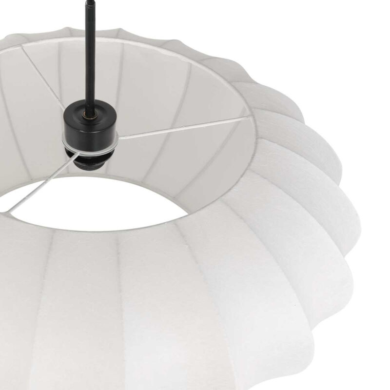 Zwarte hanglamp Sparkled Light 3809ZW met wit zeiden kap - Afbeelding 4
