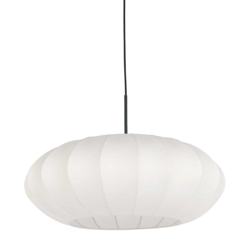 Zwarte hanglamp Sparkled Light 3809ZW met wit zeiden kap