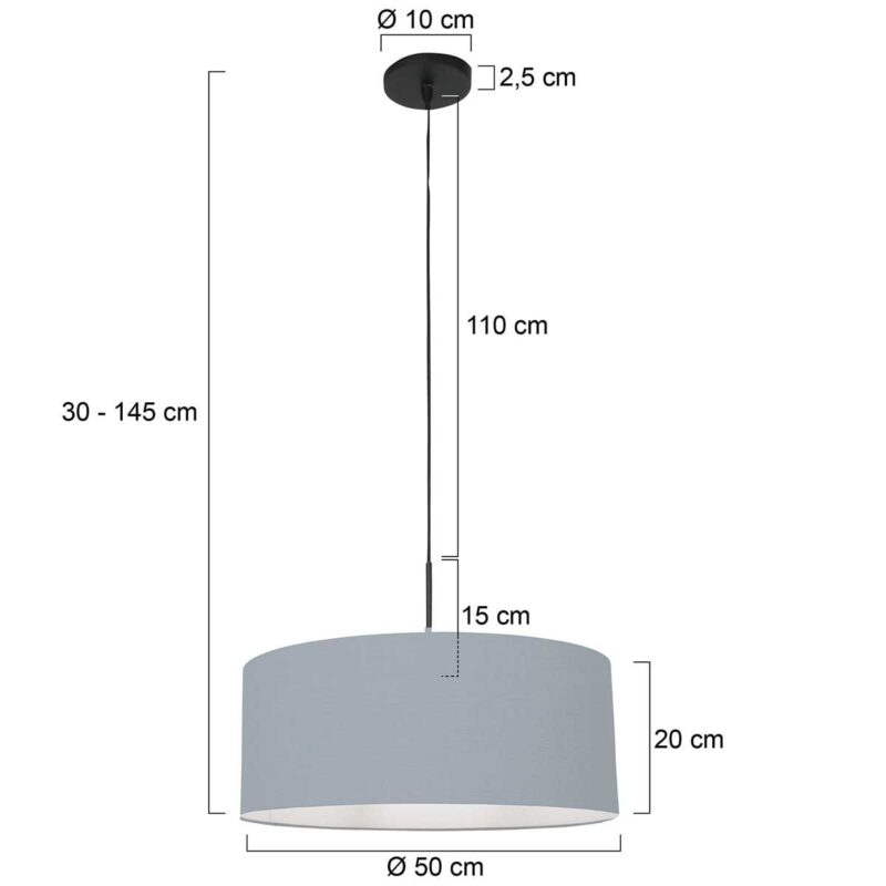 Zwarte hanglamp Sparkled Light 3924ZW met blauw grof linnen kap - Afbeelding 6
