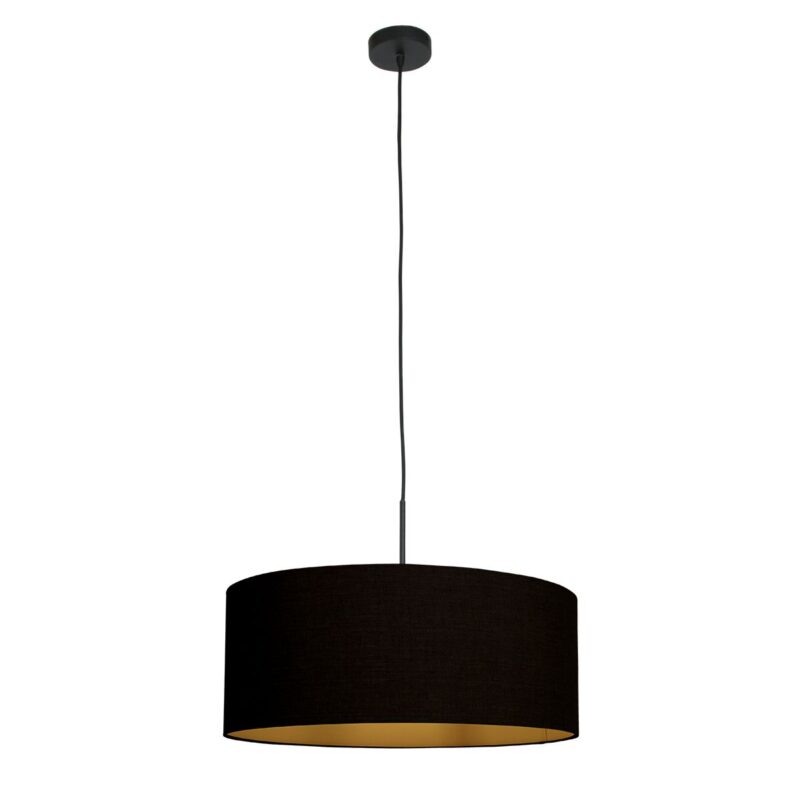 Zwarte hanglamp Sparkled Light 3960ZW met zwart linnen kap - Afbeelding 2