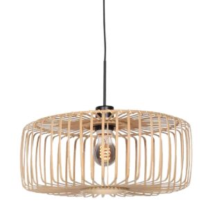 Zwarte hanglamp Sparkled Light 4152ZW met naturel bamboe kap