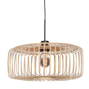 Zwarte hanglamp Sparkled Light 4184ZW met blank bamboe kap