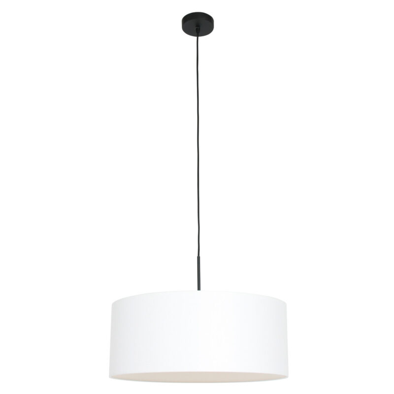 Zwarte hanglamp Sparkled Light 8151ZW met wit fijn linnen kap - Afbeelding 2