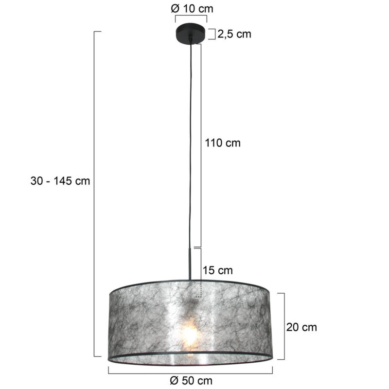 Black pendant lamp Sparkled Light 8152ZW with black sizoflor shade - Image 6