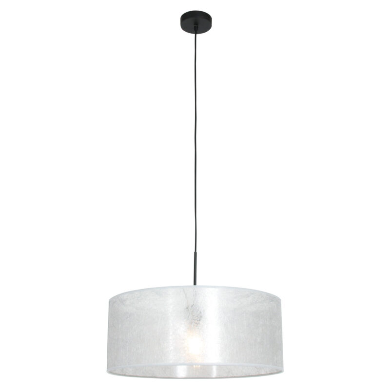 Zwarte hanglamp Sparkled Light 8153ZW met zilver sizoflor kap - Afbeelding 2