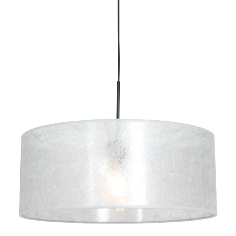 Zwarte hanglamp Sparkled Light 8153ZW met zilver sizoflor kap