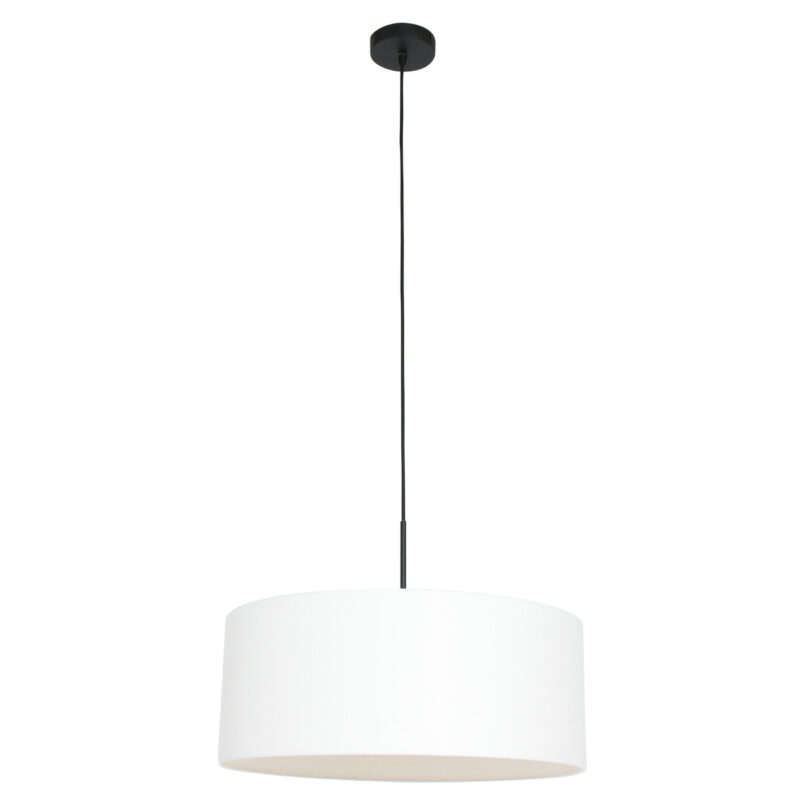 Zwarte hanglamp Sparkled Light 8154ZW met wit grof linnen kap - Afbeelding 2