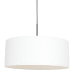 Zwarte hanglamp Sparkled Light 8154ZW met wit grof linnen kap