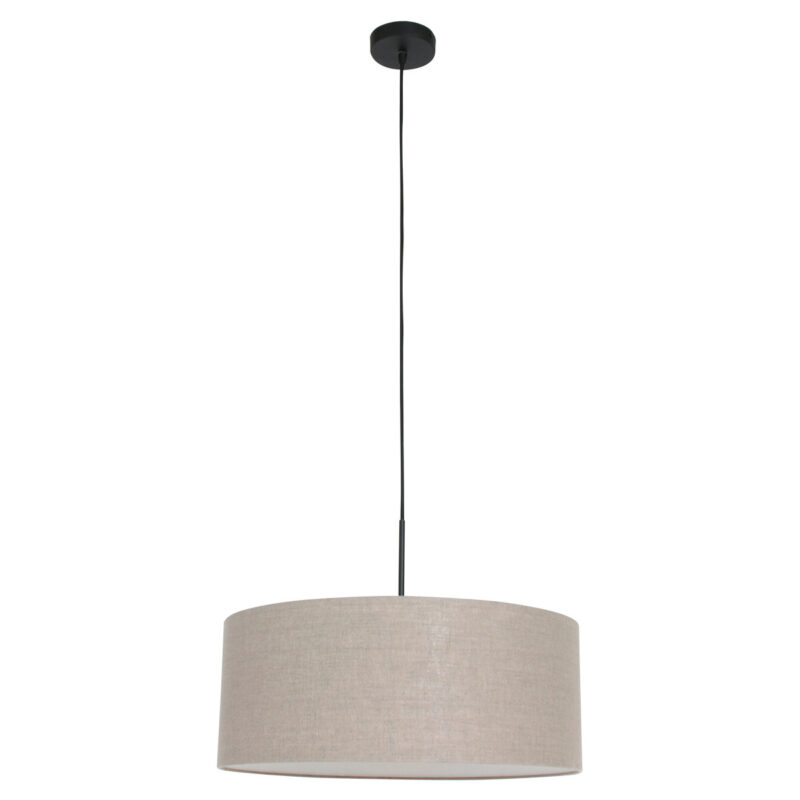 Zwarte hanglamp Sparkled Light 8155ZW met grijs bruin linnen kap - Afbeelding 2