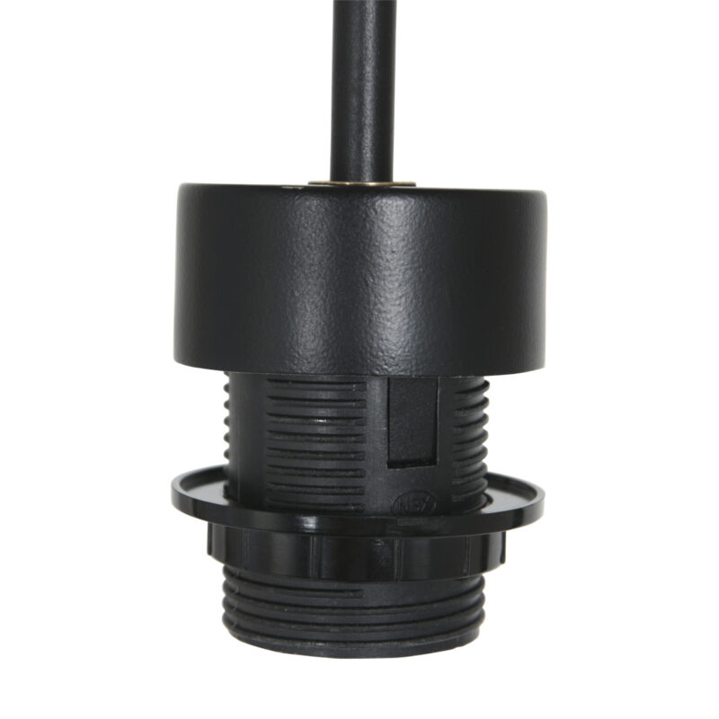 Zwarte hanglamp Sparkled Light 8155ZW met grijs bruin linnen kap - Afbeelding 3