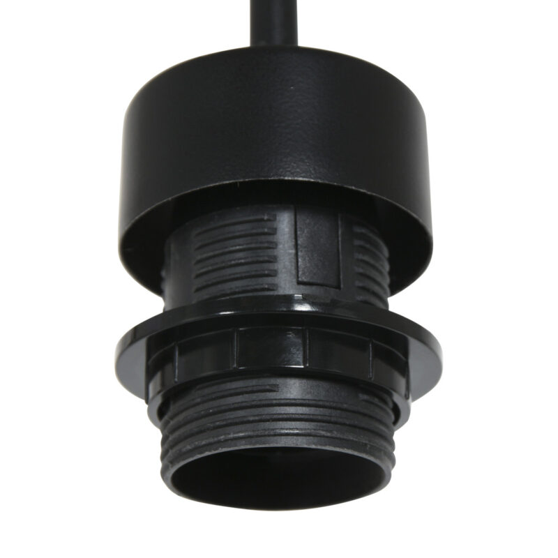 Zwarte hanglamp Sparkled Light 8155ZW met grijs bruin linnen kap - Afbeelding 4