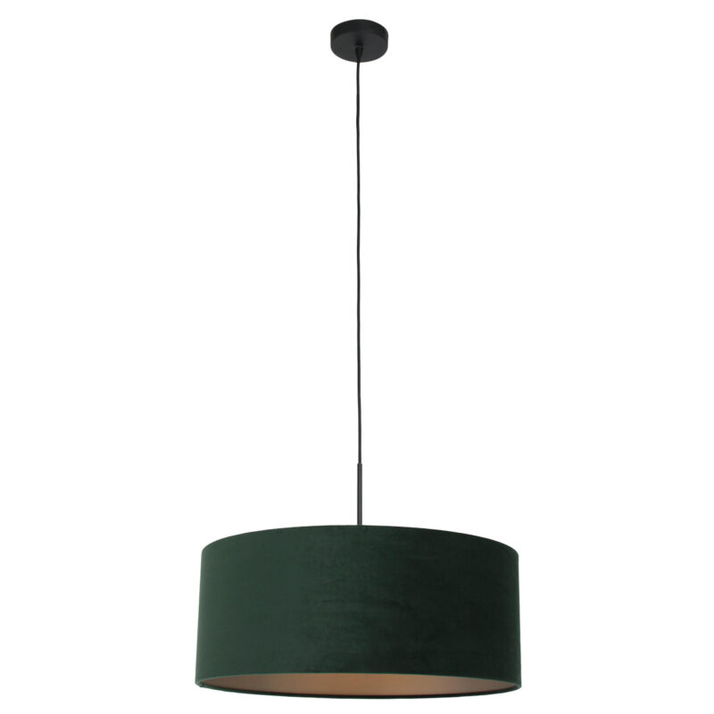 Zwarte hanglamp Sparkled Light 8156ZW met groen velours kap - Afbeelding 2