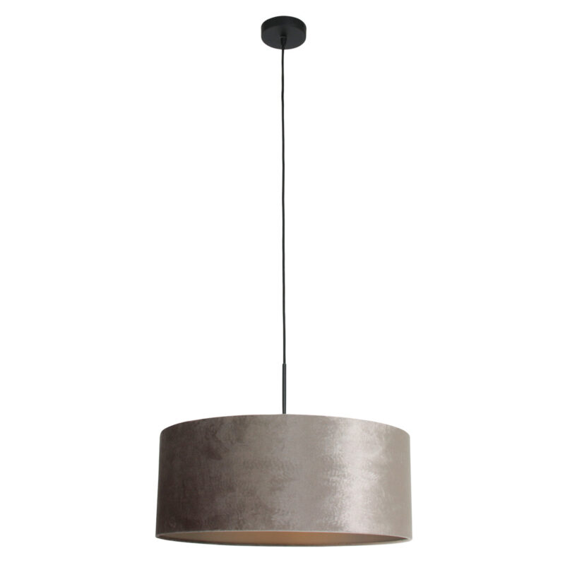 Zwarte hanglamp Sparkled Light 8157ZW met grijs velours kap - Afbeelding 2