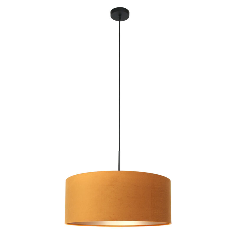Zwarte hanglamp Sparkled Light 8158ZW met goud velours kap - Afbeelding 2