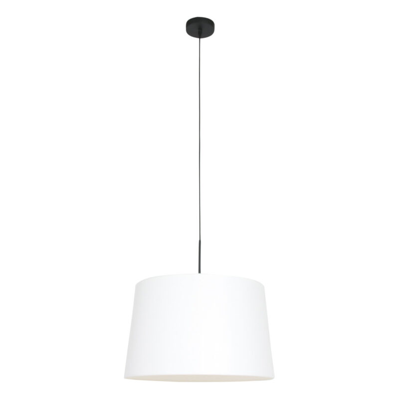 Zwarte hanglamp Sparkled Light 8189ZW met wit taps toelopende fijn linnen kap - Afbeelding 2