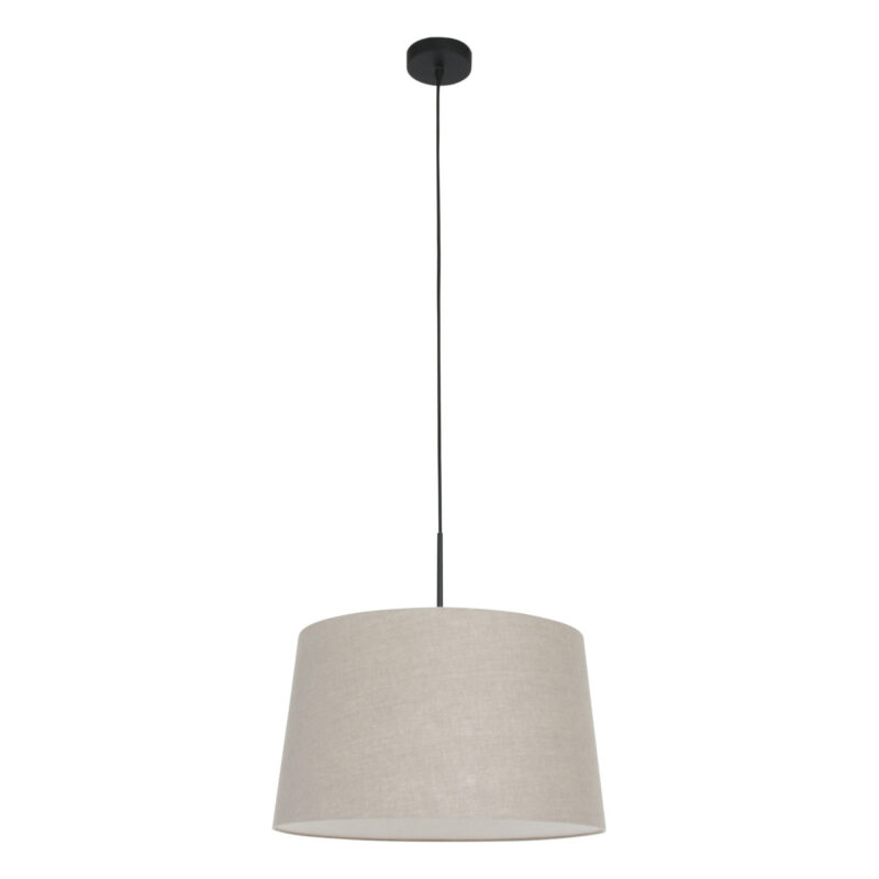 Zwarte hanglamp Sparkled Light 8191ZW met grijs taps toelopende grof linnen kap - Afbeelding 2