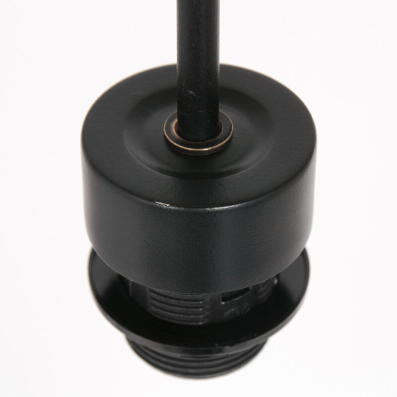 Zwarte hanglamp Sparkled Light 8191ZW met grijs taps toelopende grof linnen kap - Afbeelding 12